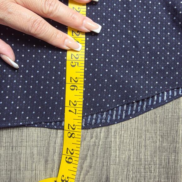 NIMI Button Down Shirt Men M Navy White Polka Dot 100% Cotton Long Sleeve Preppy - Picture 10 of 10